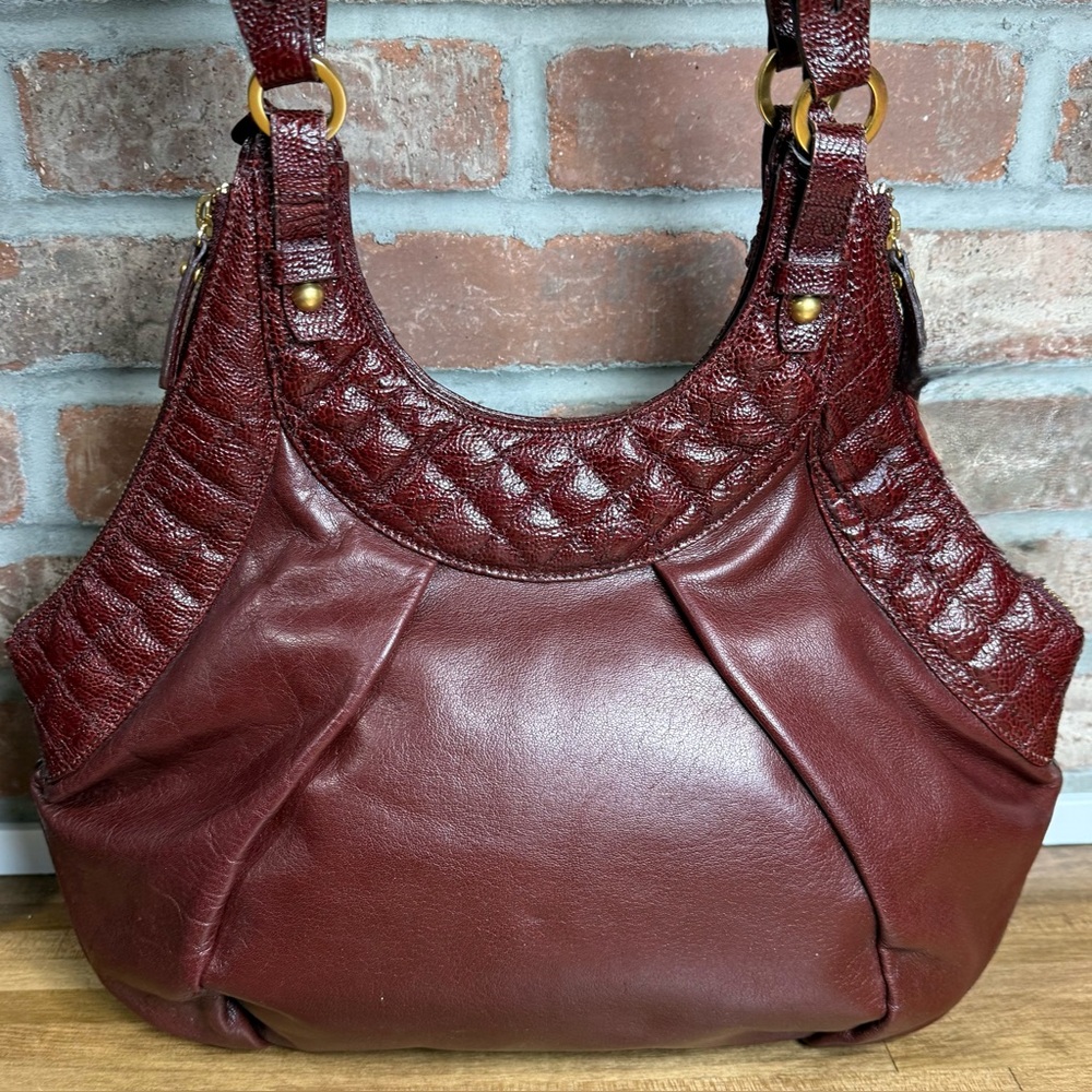 Brahmin Elisa Smooth & Quilted Leather Shoulder Bag Hobo - Picture 3 of 9